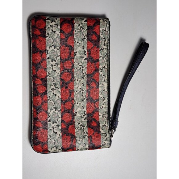 Coach New York Wristlet Wallet With Floral Stripes & Zip Closure - Picture 3 of 11